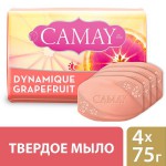 Мыло туалетное, Camay (Камей) 75 г 4 шт Динамик грейпфрут